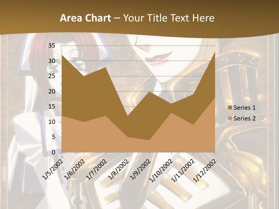 A Couple Of Anime Characters With A Gold Background PowerPoint Template