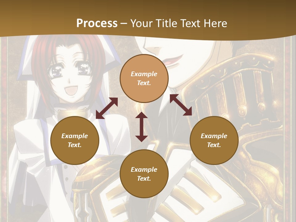 A Couple Of Anime Characters With A Gold Background PowerPoint Template