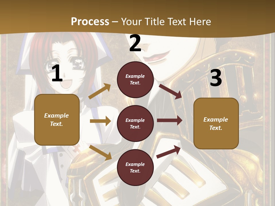 A Couple Of Anime Characters With A Gold Background PowerPoint Template