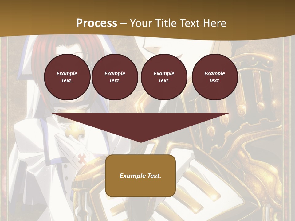 A Couple Of Anime Characters With A Gold Background PowerPoint Template