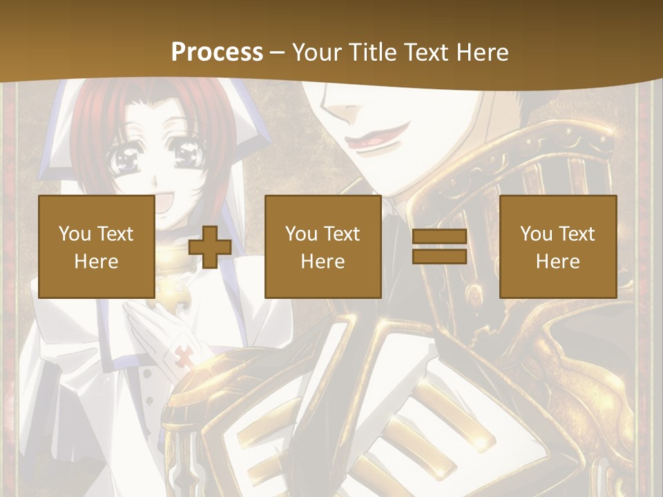 A Couple Of Anime Characters With A Gold Background PowerPoint Template