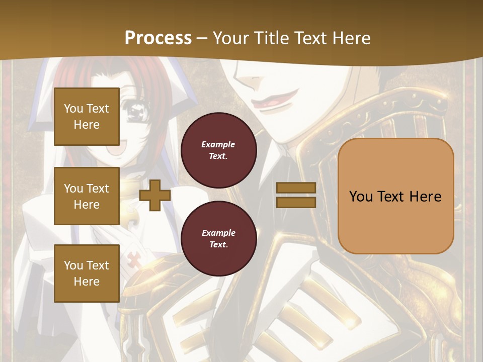 A Couple Of Anime Characters With A Gold Background PowerPoint Template
