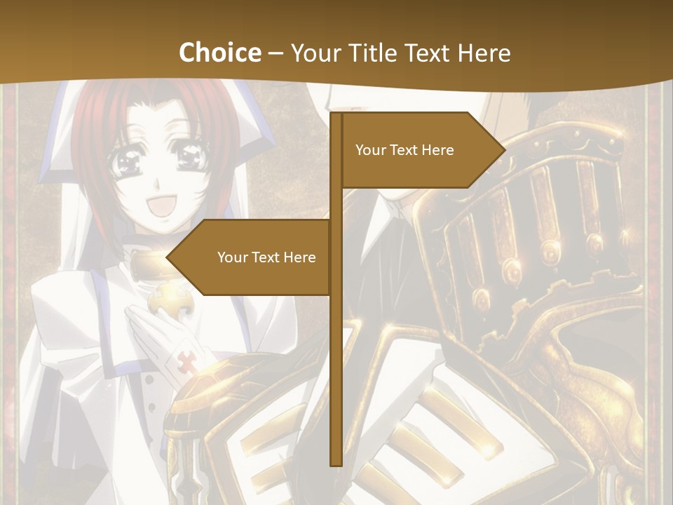 A Couple Of Anime Characters With A Gold Background PowerPoint Template