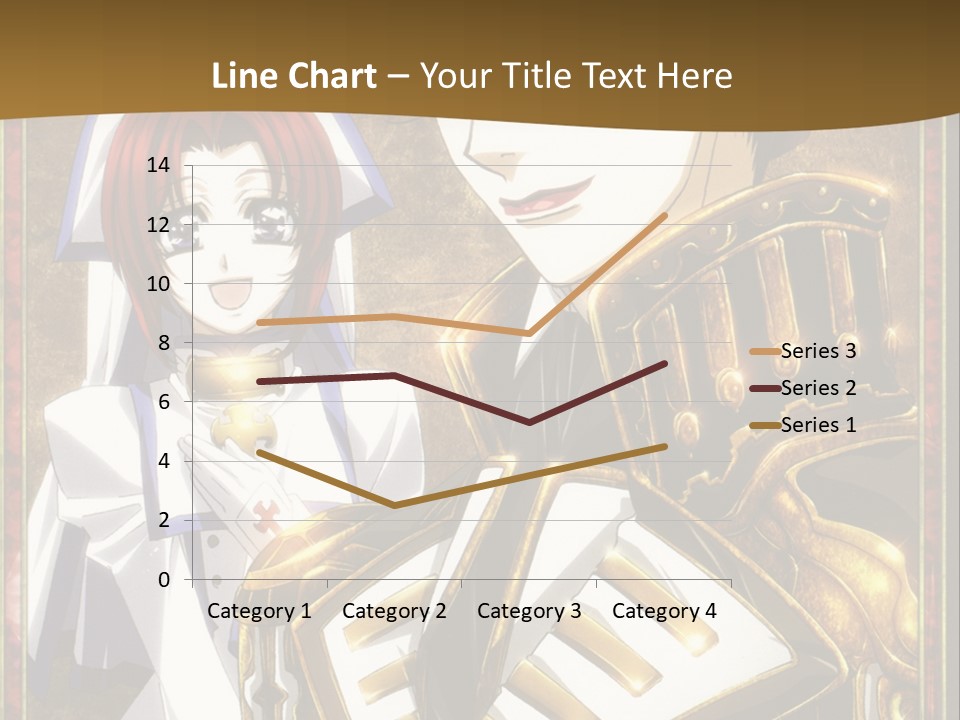 A Couple Of Anime Characters With A Gold Background PowerPoint Template