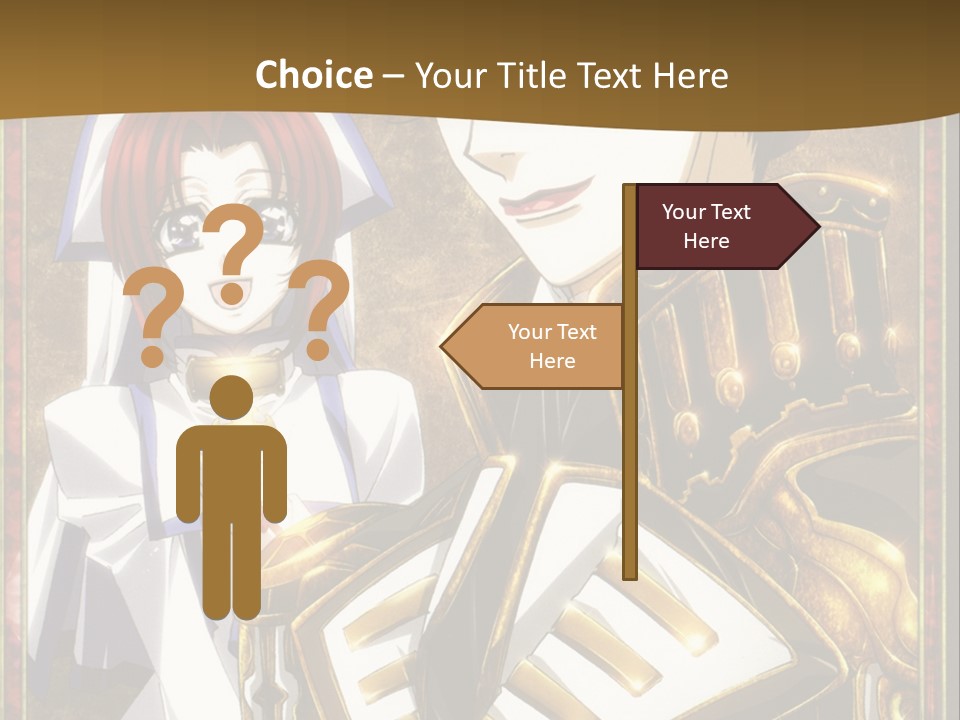A Couple Of Anime Characters With A Gold Background PowerPoint Template
