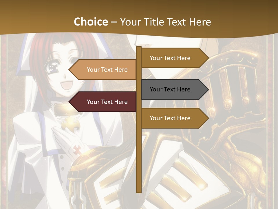 A Couple Of Anime Characters With A Gold Background PowerPoint Template