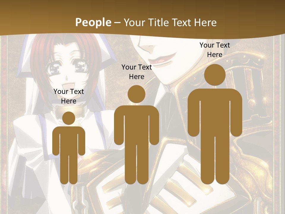 A Couple Of Anime Characters With A Gold Background PowerPoint Template