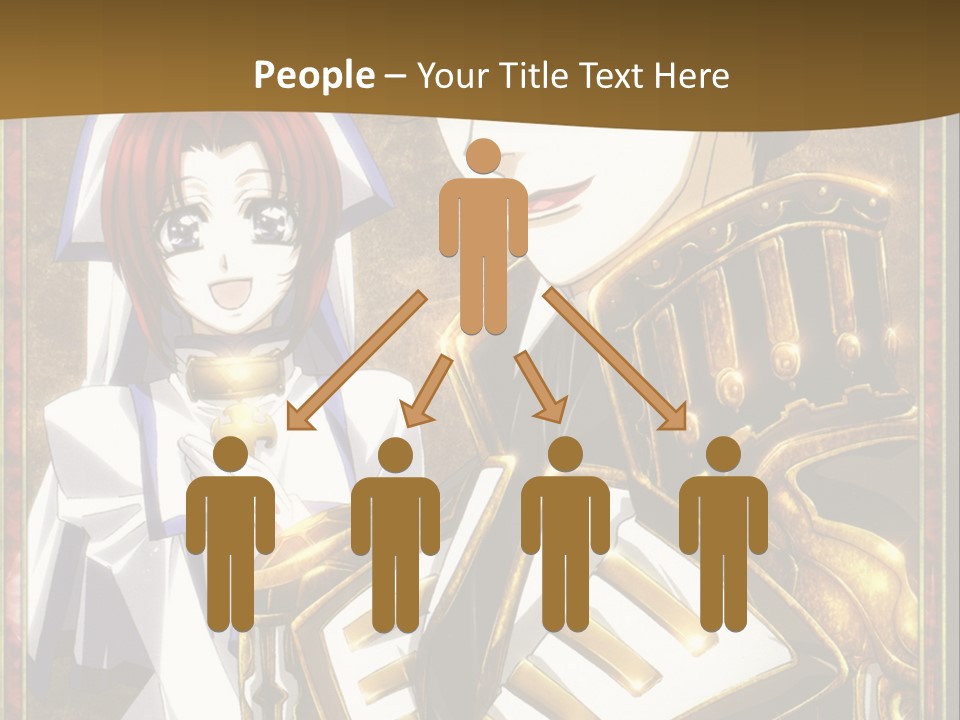 A Couple Of Anime Characters With A Gold Background PowerPoint Template