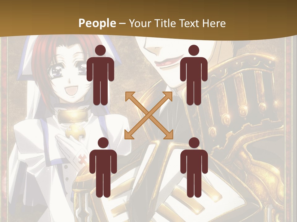 A Couple Of Anime Characters With A Gold Background PowerPoint Template