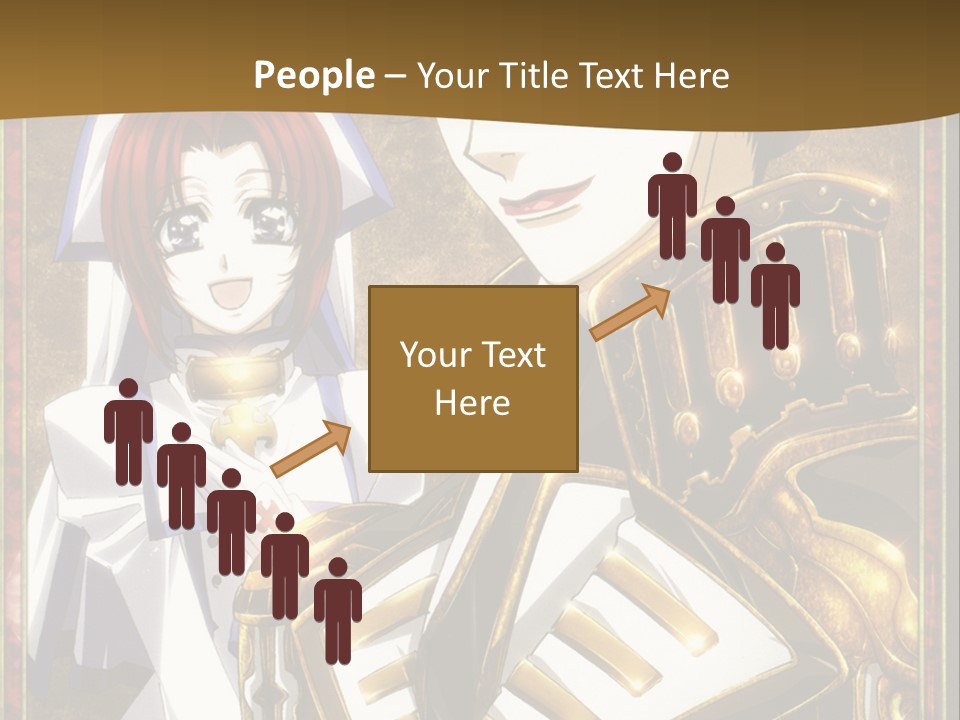 A Couple Of Anime Characters With A Gold Background PowerPoint Template