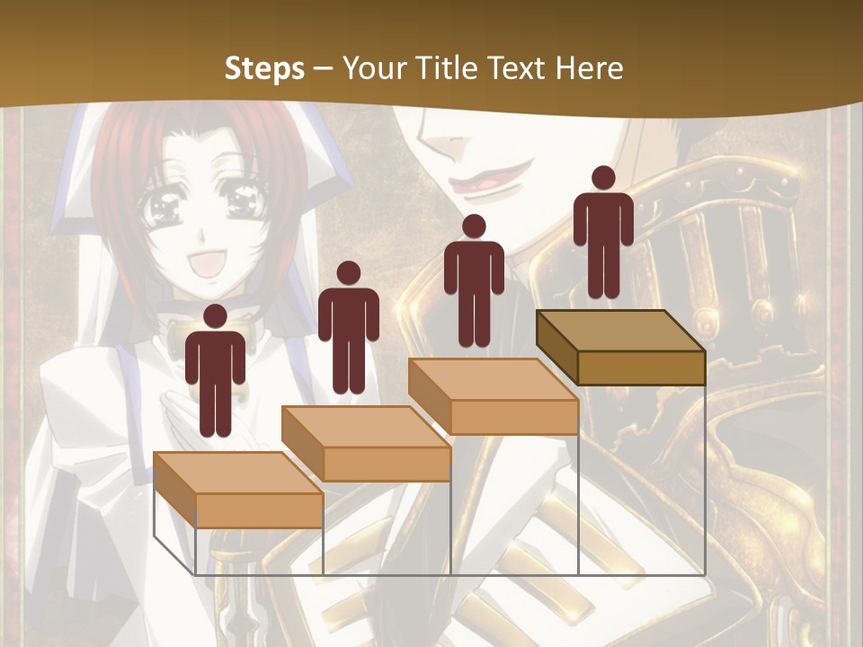 A Couple Of Anime Characters With A Gold Background PowerPoint Template