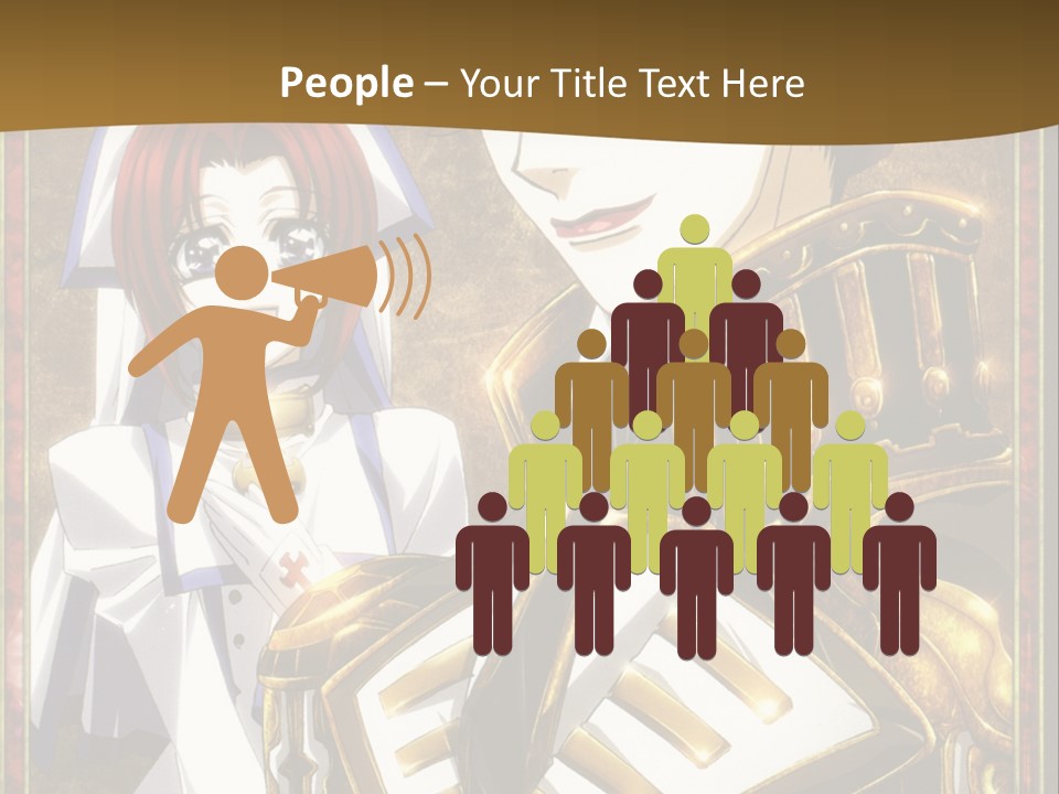 A Couple Of Anime Characters With A Gold Background PowerPoint Template