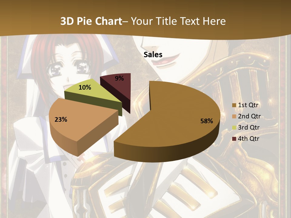 A Couple Of Anime Characters With A Gold Background PowerPoint Template