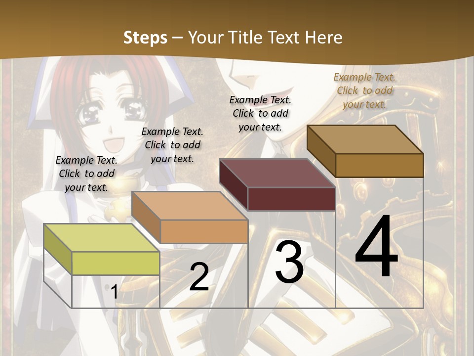 A Couple Of Anime Characters With A Gold Background PowerPoint Template