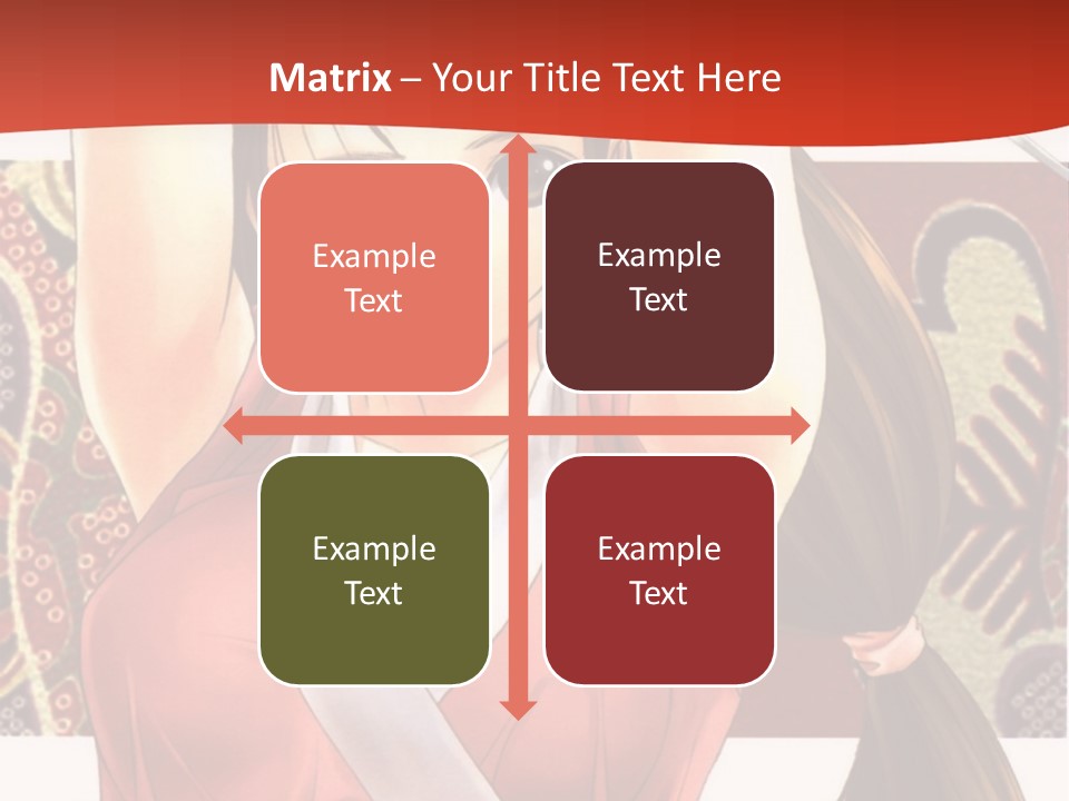 A Woman In A Red And White Dress With Her Arms Up In The Air PowerPoint Template