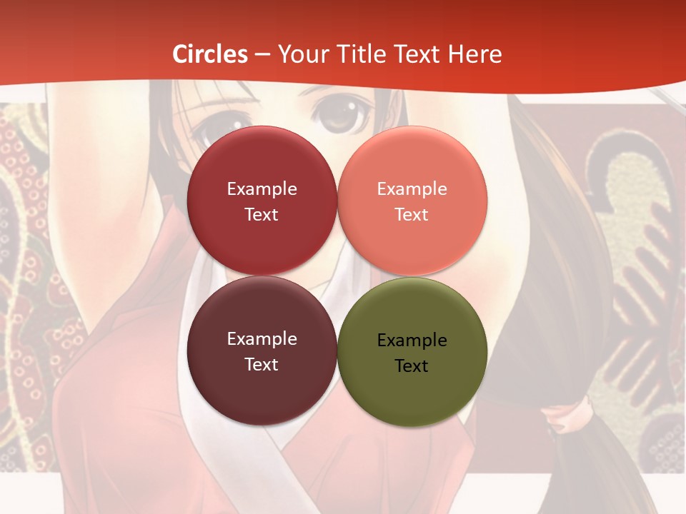 A Woman In A Red And White Dress With Her Arms Up In The Air PowerPoint Template