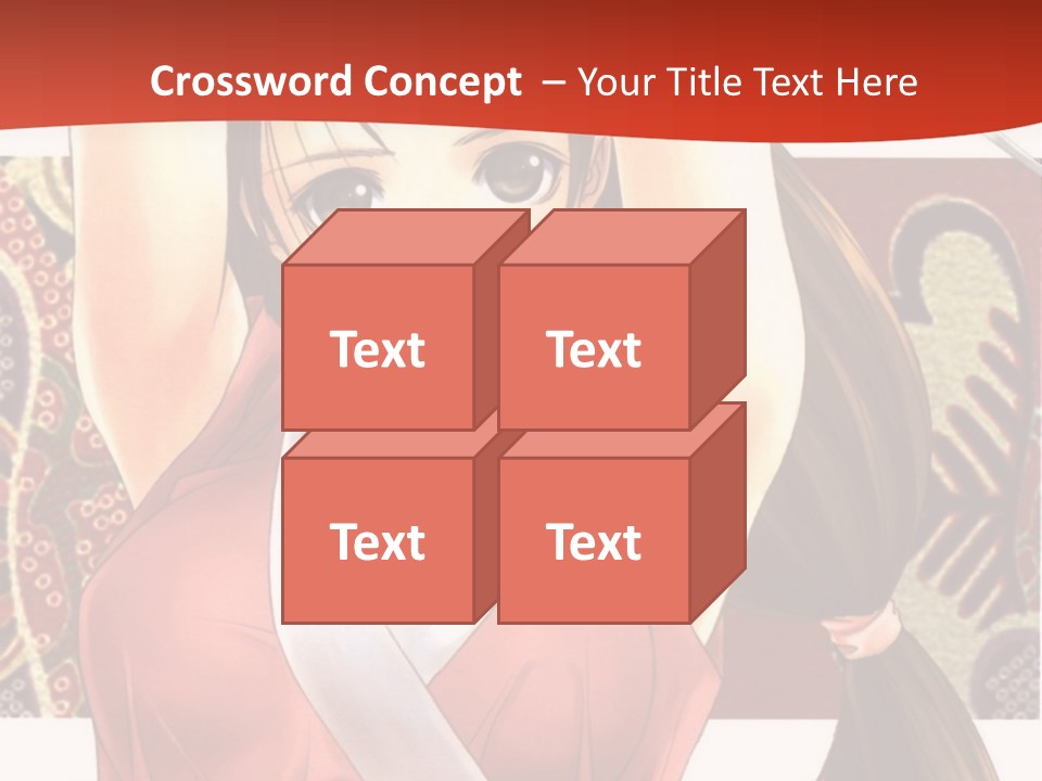 A Woman In A Red And White Dress With Her Arms Up In The Air PowerPoint Template