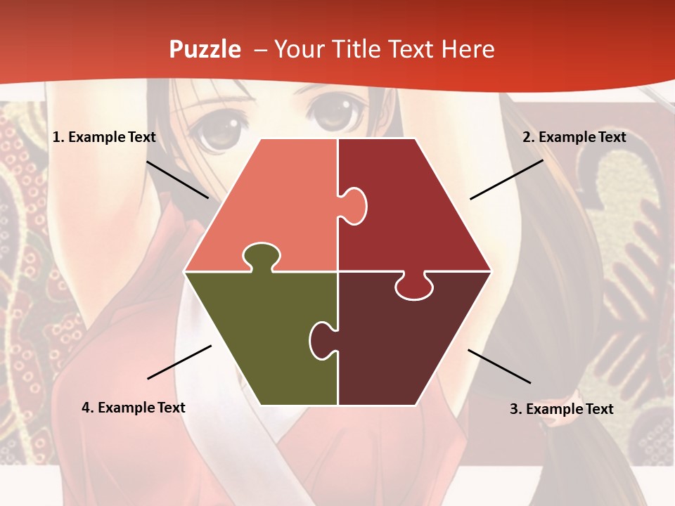 A Woman In A Red And White Dress With Her Arms Up In The Air PowerPoint Template