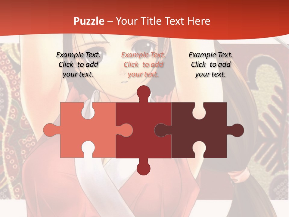 A Woman In A Red And White Dress With Her Arms Up In The Air PowerPoint Template