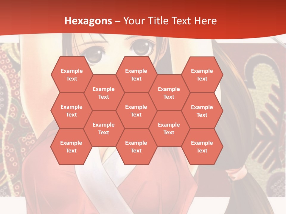 A Woman In A Red And White Dress With Her Arms Up In The Air PowerPoint Template