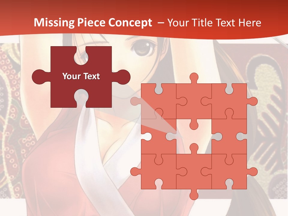 A Woman In A Red And White Dress With Her Arms Up In The Air PowerPoint Template