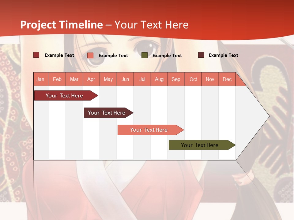 A Woman In A Red And White Dress With Her Arms Up In The Air PowerPoint Template