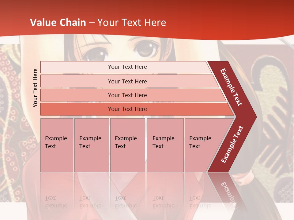 A Woman In A Red And White Dress With Her Arms Up In The Air PowerPoint Template