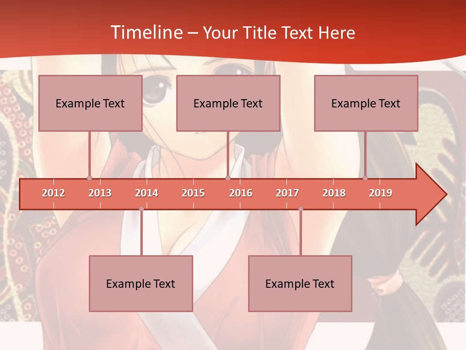 A Woman In A Red And White Dress With Her Arms Up In The Air PowerPoint Template