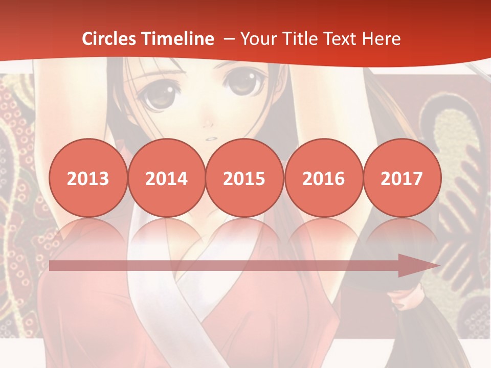 A Woman In A Red And White Dress With Her Arms Up In The Air PowerPoint Template