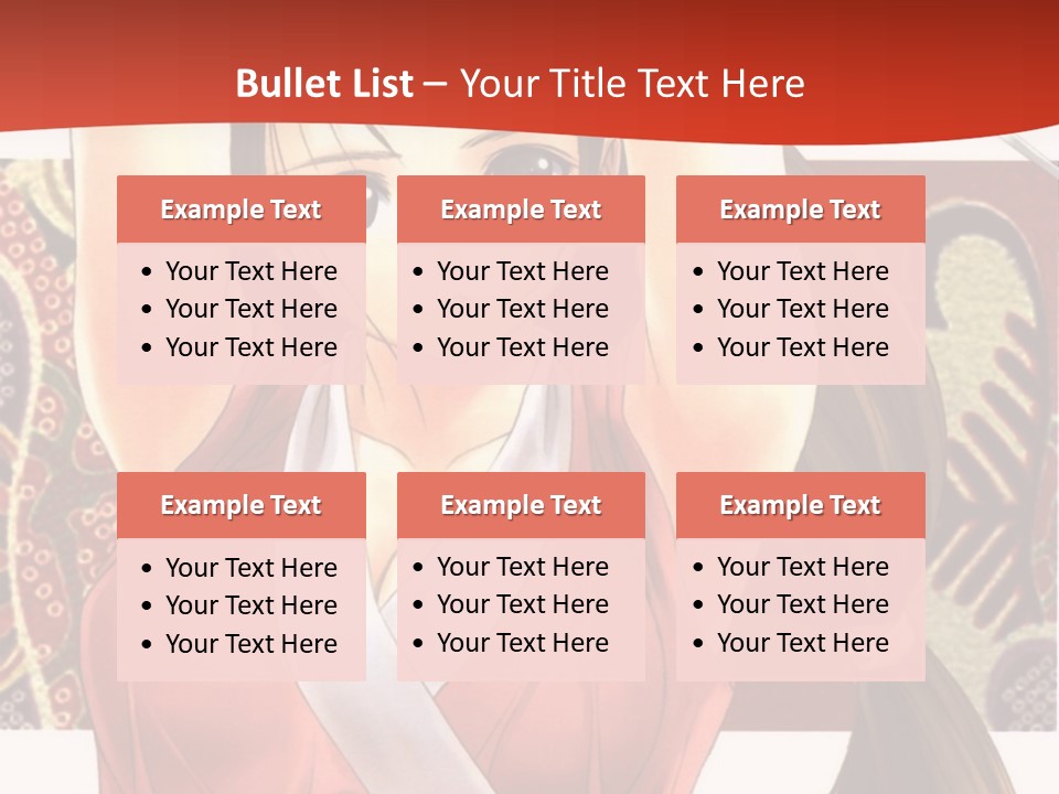 A Woman In A Red And White Dress With Her Arms Up In The Air PowerPoint Template