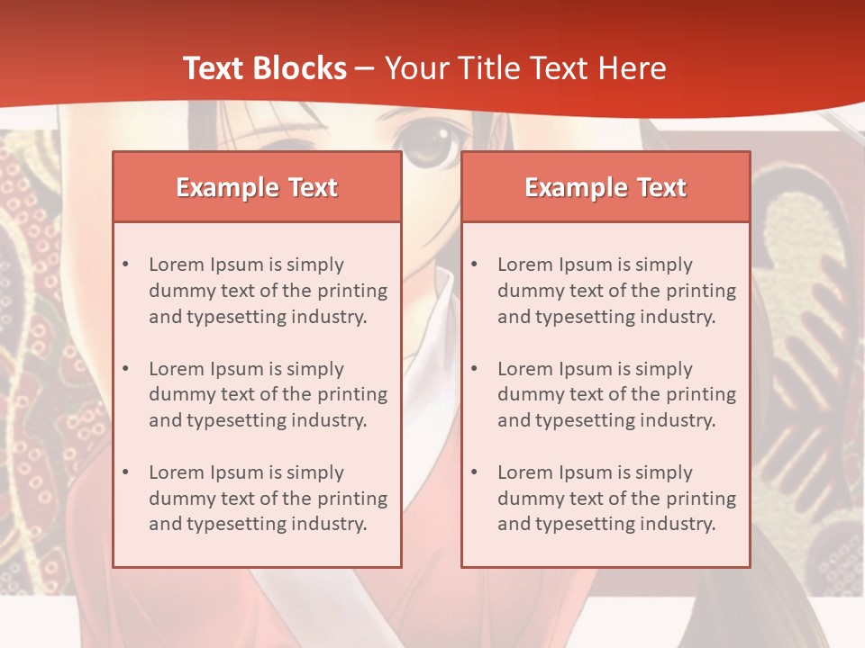 A Woman In A Red And White Dress With Her Arms Up In The Air PowerPoint Template