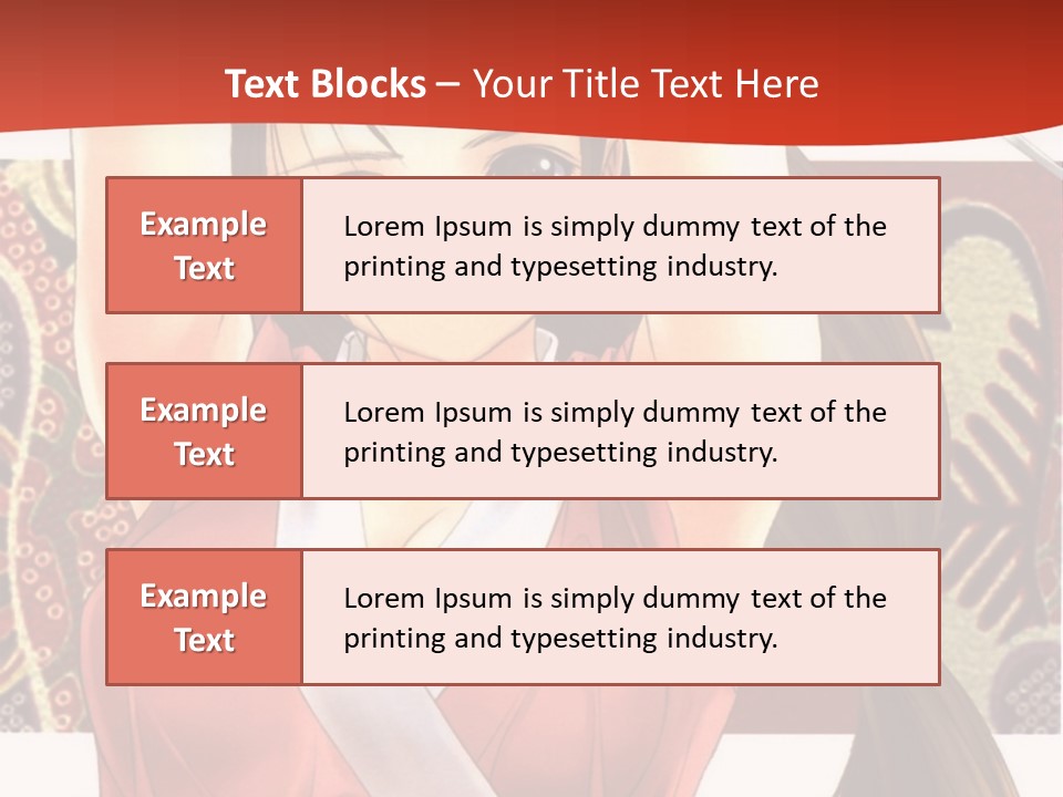 A Woman In A Red And White Dress With Her Arms Up In The Air PowerPoint Template