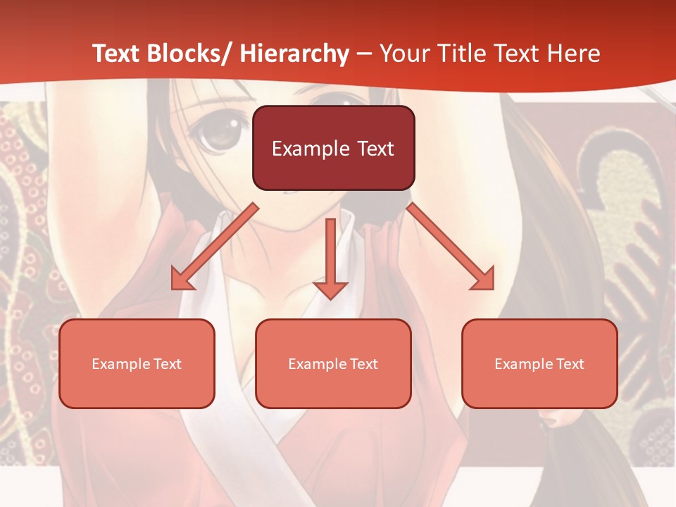 A Woman In A Red And White Dress With Her Arms Up In The Air PowerPoint Template