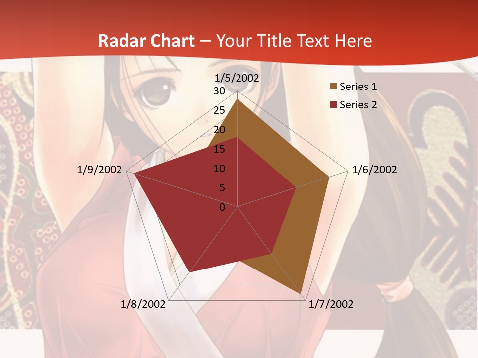 A Woman In A Red And White Dress With Her Arms Up In The Air PowerPoint Template