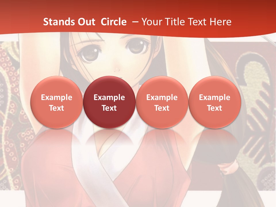 A Woman In A Red And White Dress With Her Arms Up In The Air PowerPoint Template