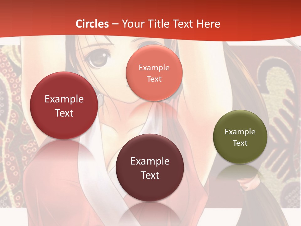 A Woman In A Red And White Dress With Her Arms Up In The Air PowerPoint Template