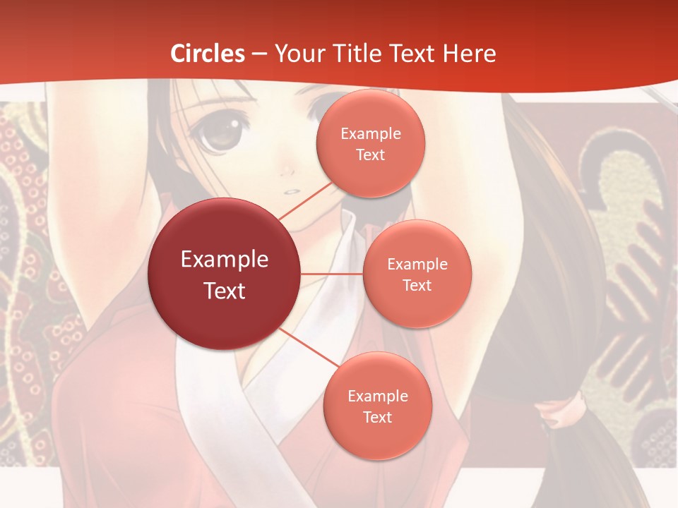 A Woman In A Red And White Dress With Her Arms Up In The Air PowerPoint Template