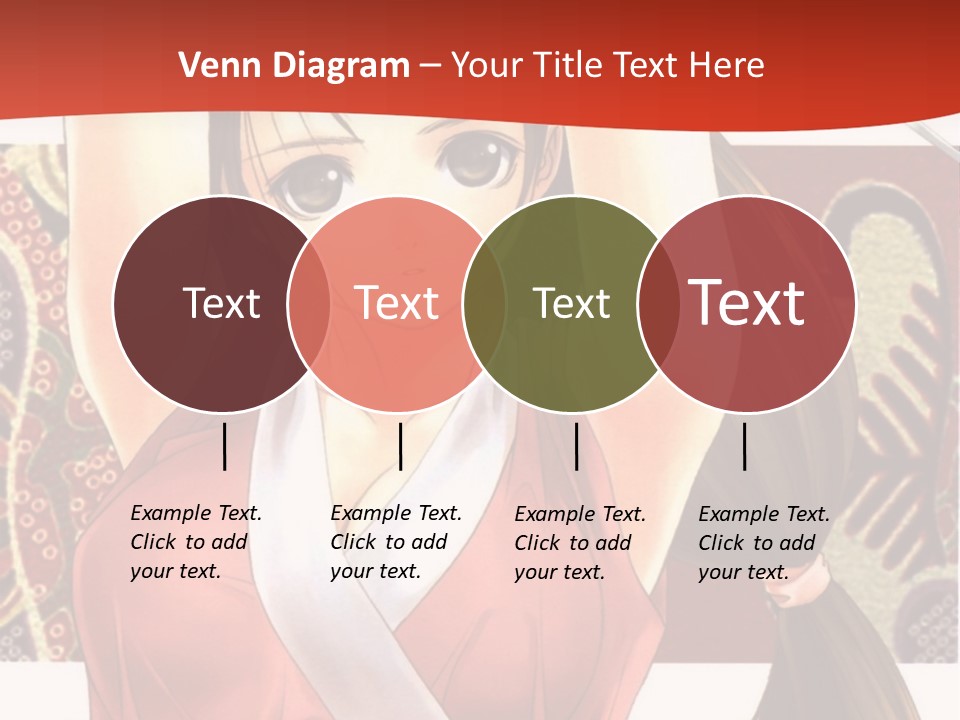 A Woman In A Red And White Dress With Her Arms Up In The Air PowerPoint Template