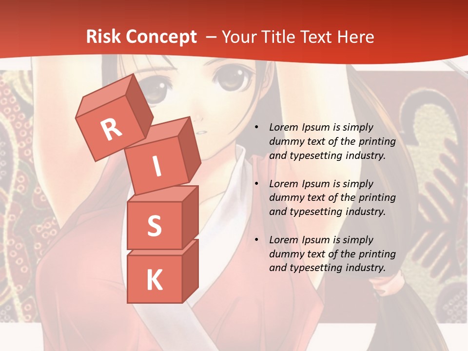 A Woman In A Red And White Dress With Her Arms Up In The Air PowerPoint Template