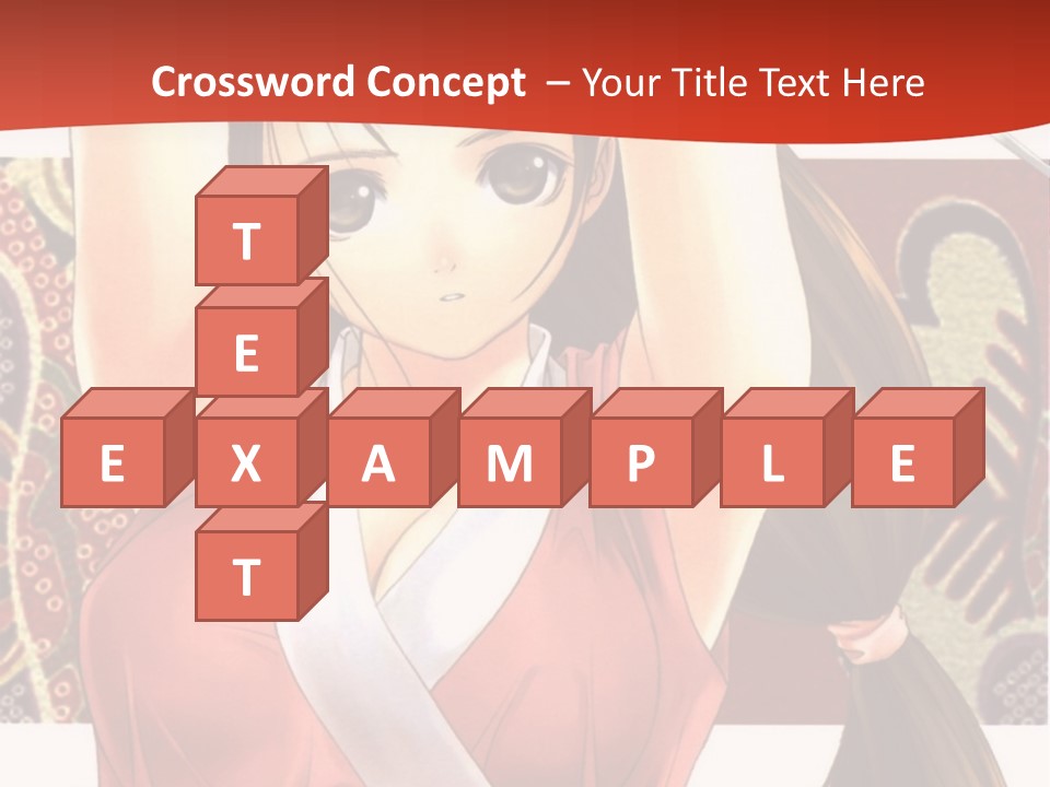 A Woman In A Red And White Dress With Her Arms Up In The Air PowerPoint Template