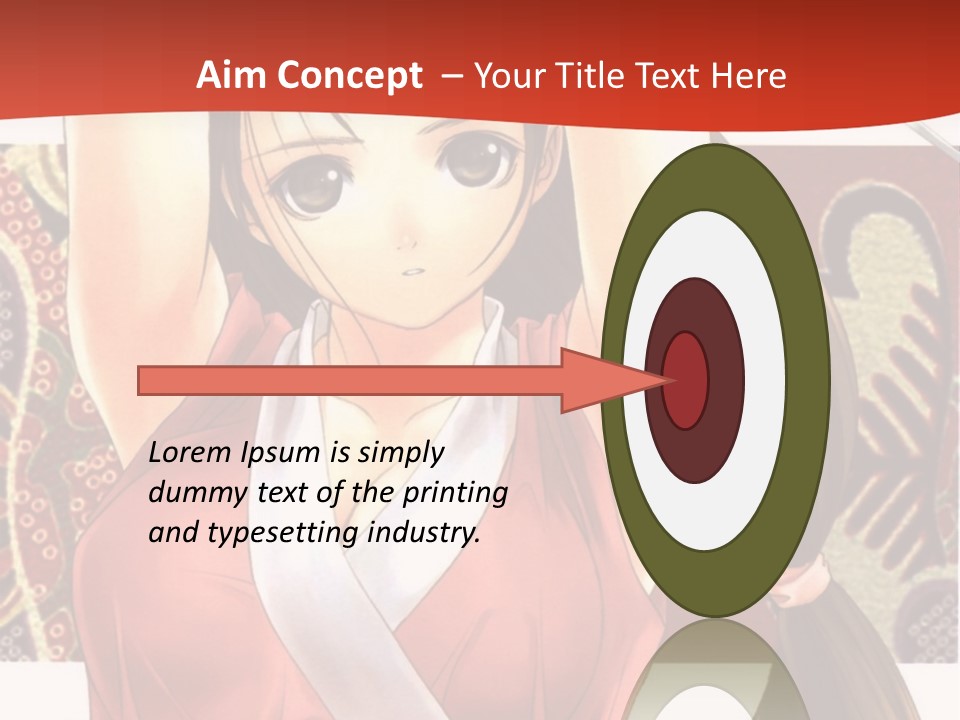 A Woman In A Red And White Dress With Her Arms Up In The Air PowerPoint Template