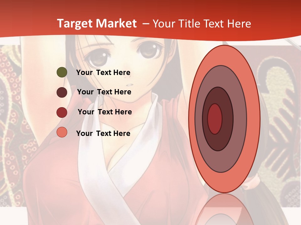 A Woman In A Red And White Dress With Her Arms Up In The Air PowerPoint Template