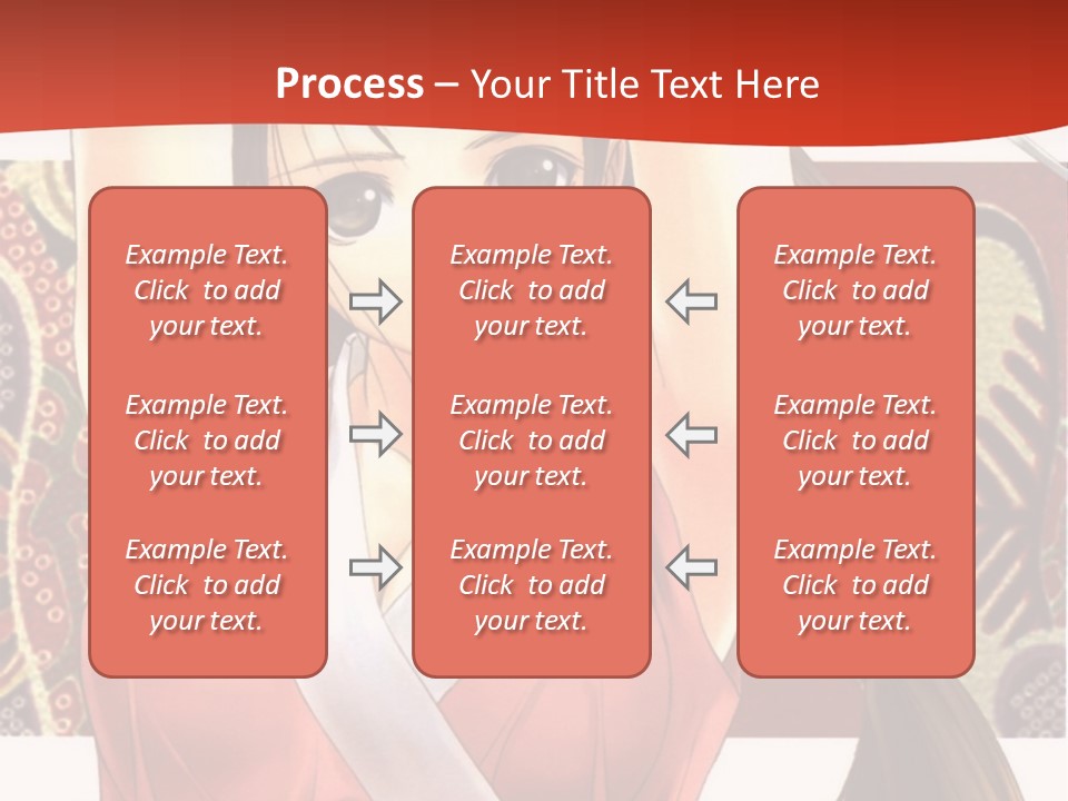 A Woman In A Red And White Dress With Her Arms Up In The Air PowerPoint Template