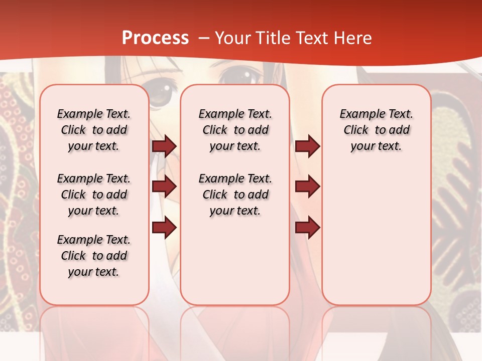 A Woman In A Red And White Dress With Her Arms Up In The Air PowerPoint Template