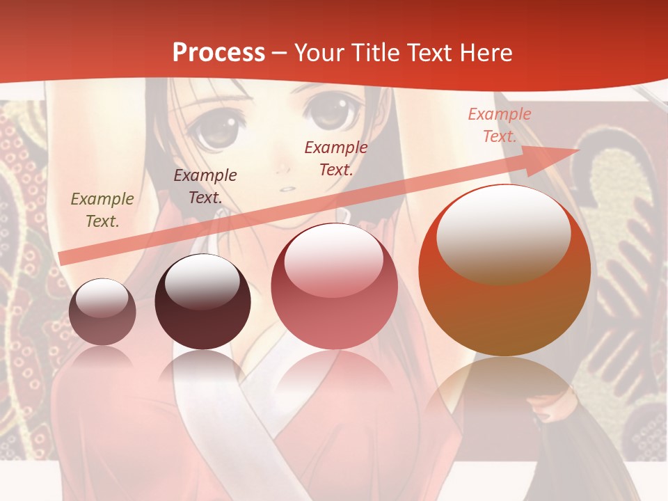 A Woman In A Red And White Dress With Her Arms Up In The Air PowerPoint Template