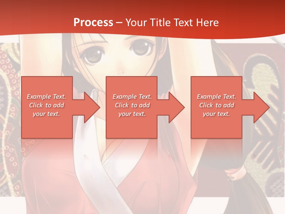 A Woman In A Red And White Dress With Her Arms Up In The Air PowerPoint Template