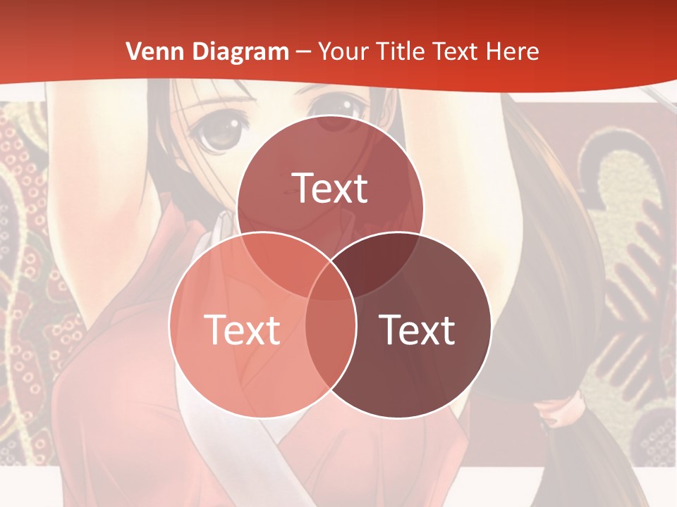 A Woman In A Red And White Dress With Her Arms Up In The Air PowerPoint Template