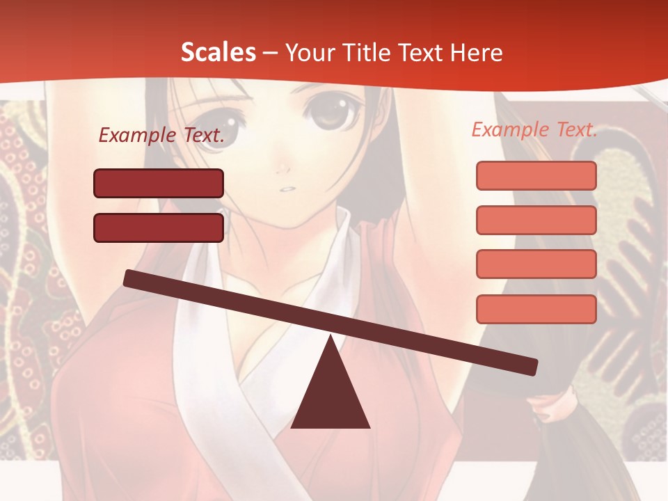 A Woman In A Red And White Dress With Her Arms Up In The Air PowerPoint Template