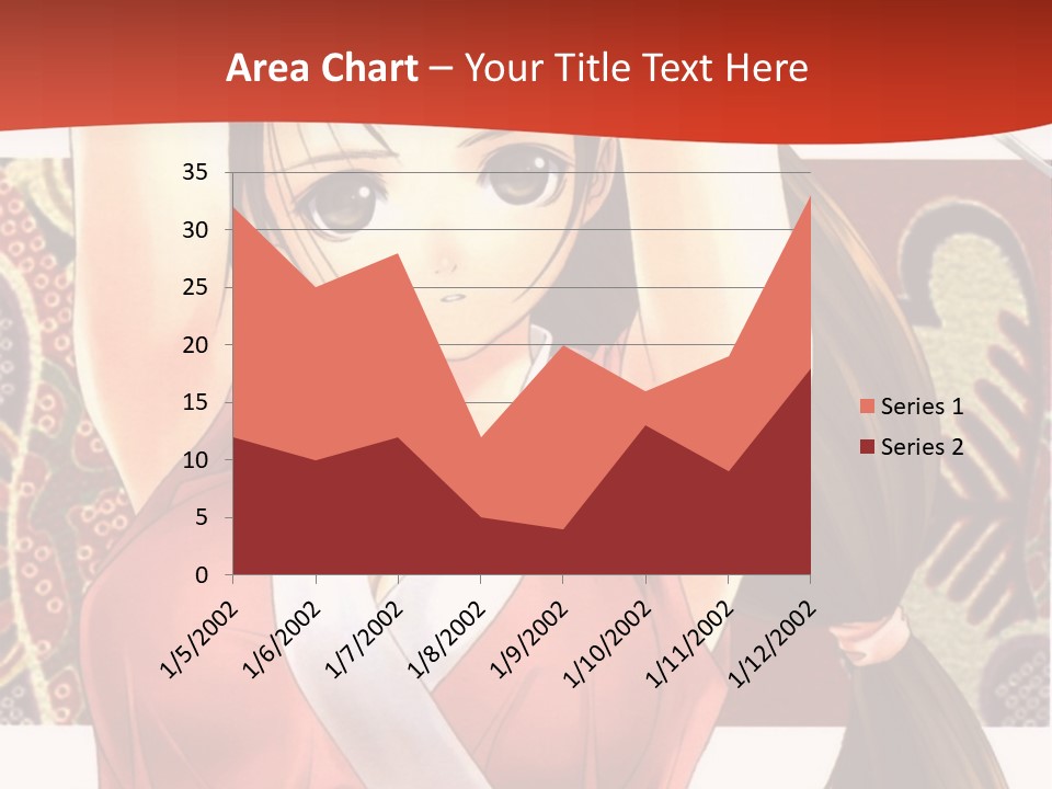 A Woman In A Red And White Dress With Her Arms Up In The Air PowerPoint Template