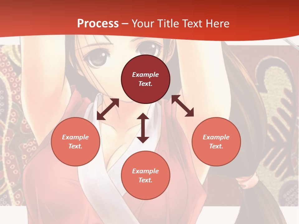A Woman In A Red And White Dress With Her Arms Up In The Air PowerPoint Template